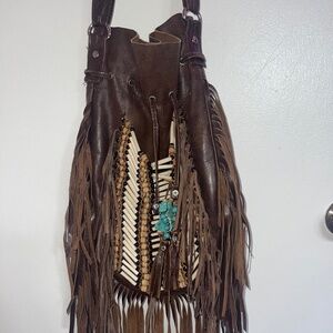 Coconut detail bohemian bag with turquoise